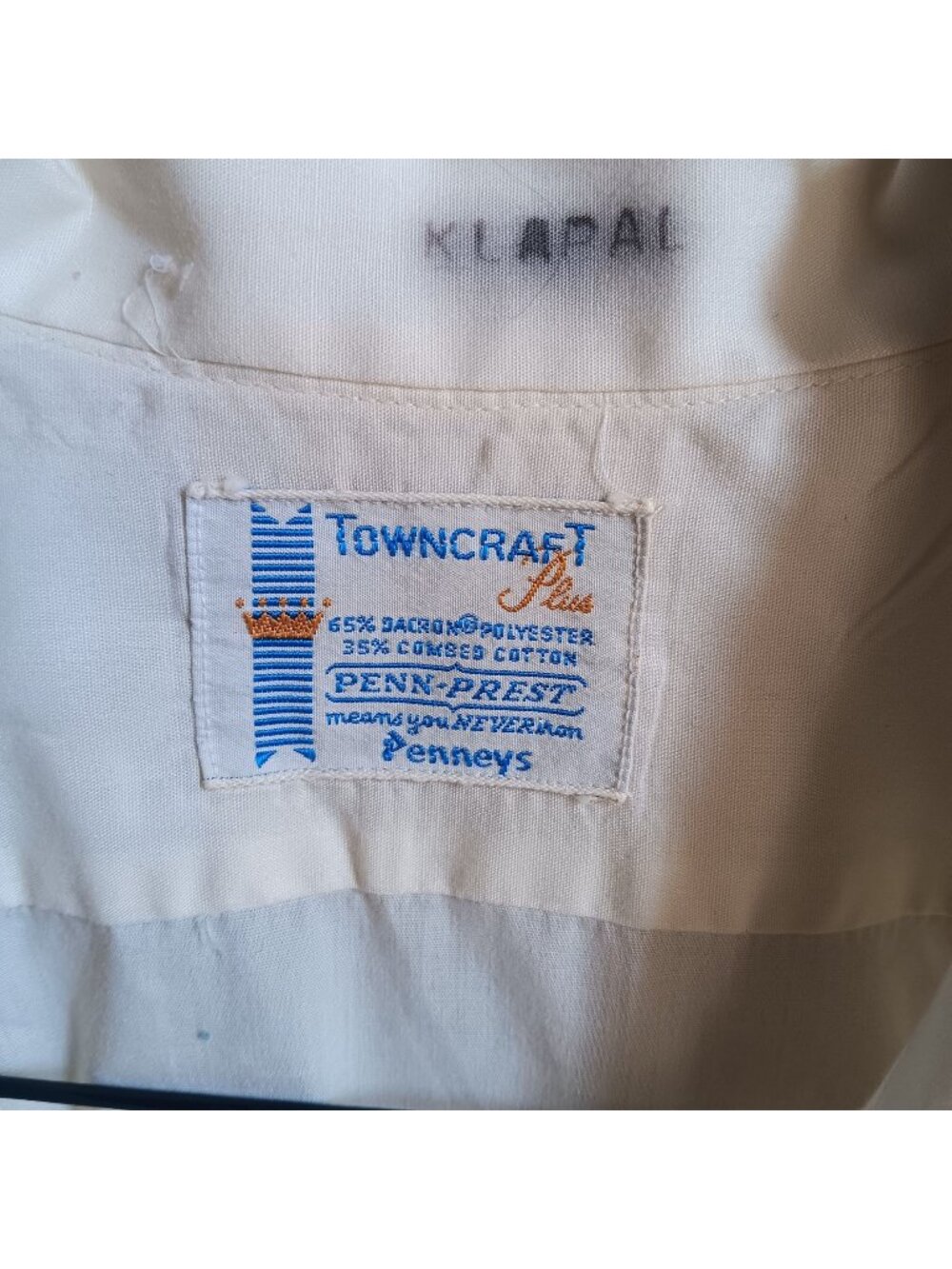 Vintage Towncraft Plus Dress Shirt XL 17 Neck Short Sleeve Dacron 1970's